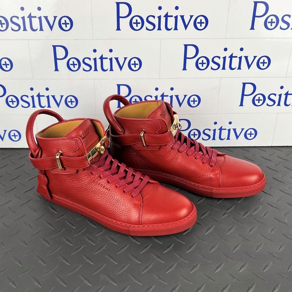Buscemi Mens 100MM Red Leather Sneakers US 10 SAMPLE - Picture 4 of 6